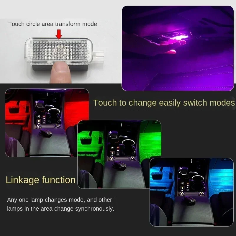 LED Car Footwell Light RGB Atmosphere Lamp Interior Decorative for VW Golf 6 MK6 EOS Sharan 7N Touareg 7L 7P Passat B5 B6 Arteon