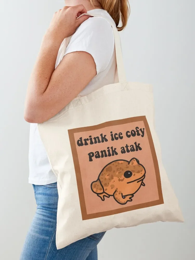 Drink Ice Cofy Frog Tote Bag Сумка для покупок Портативная сумка для покупок Большая сумка-тоут