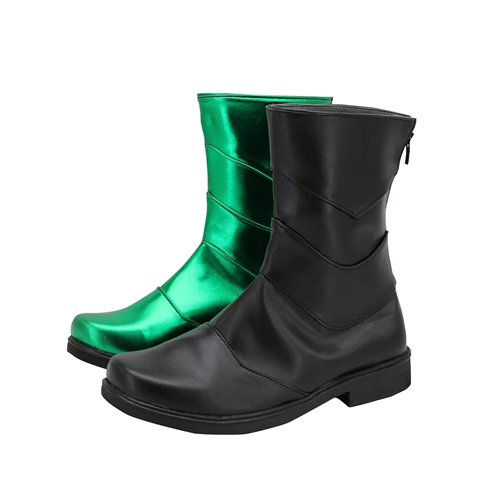 Kamen Rider W Cosplay Botas, Masked W, Verde, Sapatos pretos, Custom Made, qualquer tamanho