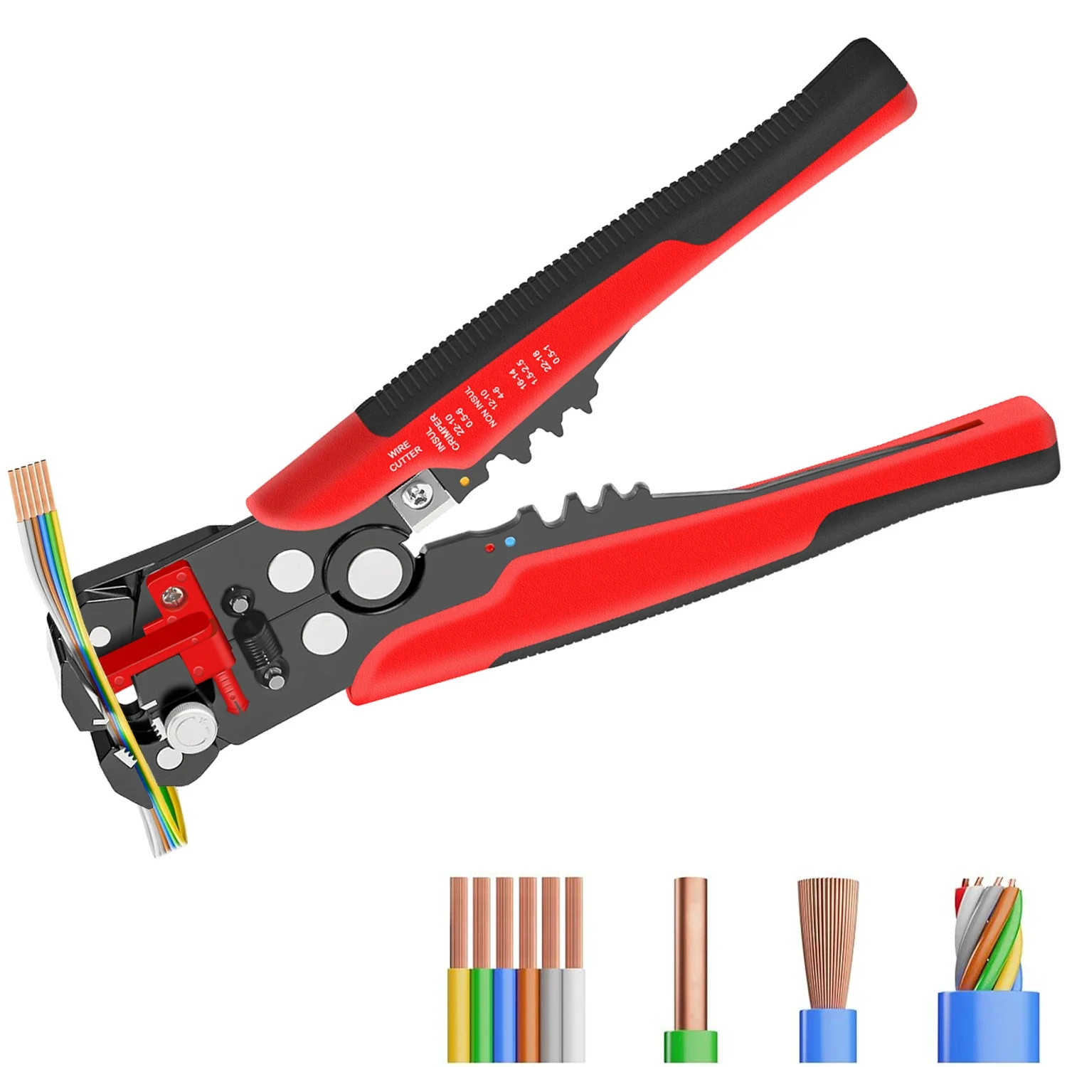 3 in 1 Automatic Wire Stripper Plier, Cutting Crimping Plier AWG24-10 0.5-6mm² Self Adjusting Electrical Cable Strippers Tool