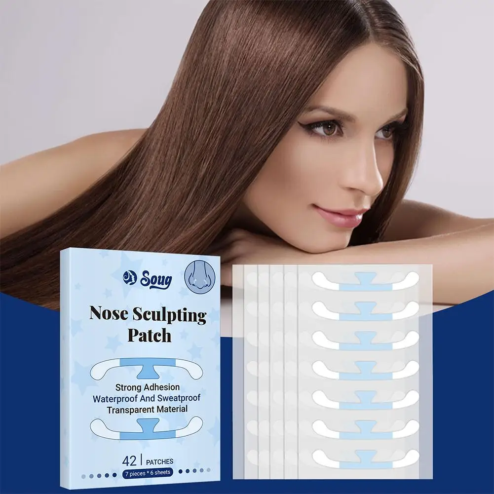42 Stück unsichtbare Nasenpflaster für Cosplay, Nasenlifting, Schönheitsstreifen, Nasenflügel-Aufkleber, Nasenformer, Make-up – Detail 2