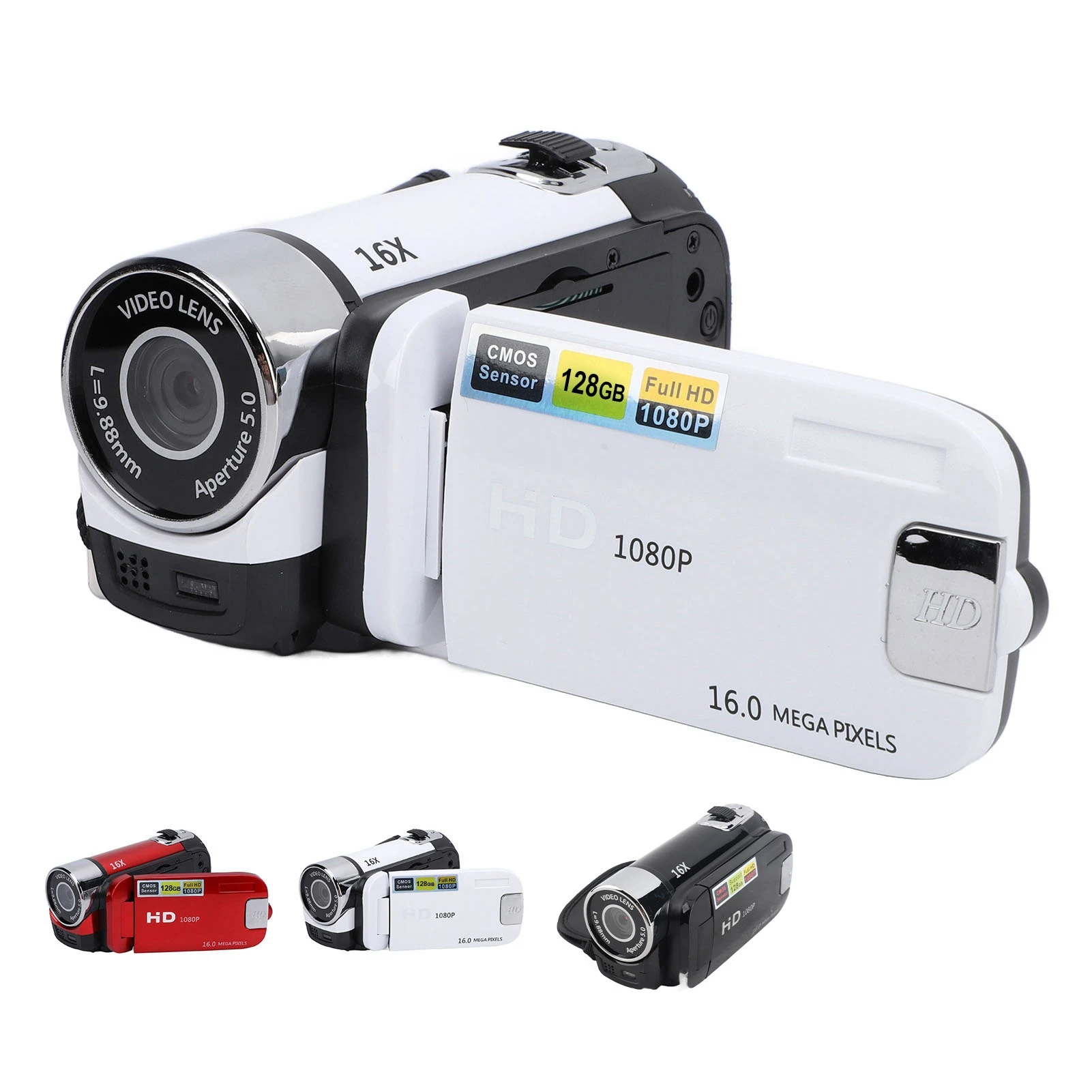 

Видеокамера с функцией стабилизации изображения и подсветкой, 600 мАч, запись видео 1080P, 2,4-дюймовый цветной экран, 16-кратный цифровой зум для записи роста ребенка