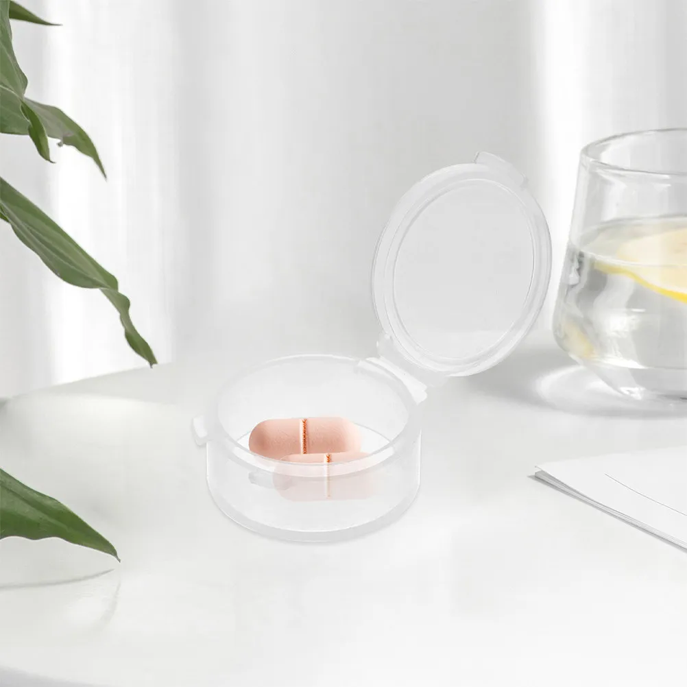 15Pcs Transparent Round Ear Plug Storage Box Small Clear Plastic Container for Earplugs Earrings Beads Party Favors Portable