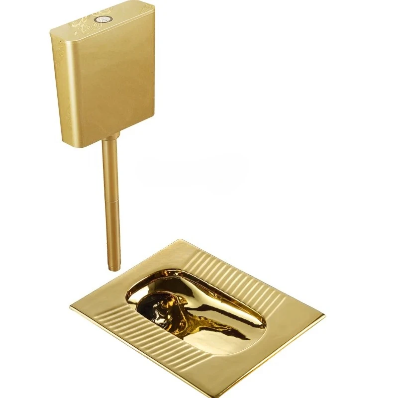 

Gold squatting toilet flushing tank set ceramic European-style silver toilet anti-blocking and deodorant concealed