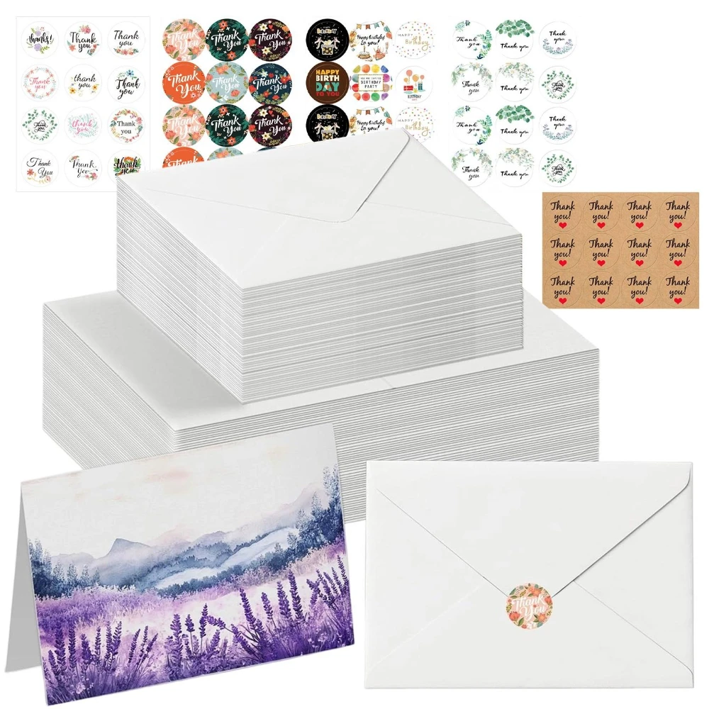 

50 Pack Foldable Blank Watercolor Cards with Envelopes 4 X 6 Inch, White, Water Color Cards To Paint or Cards Making