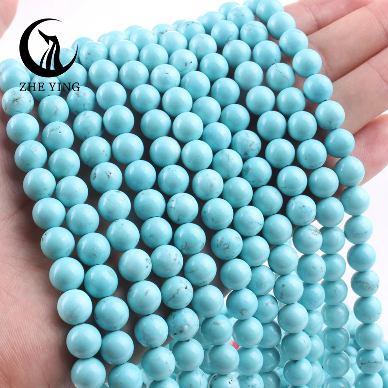 New 100% Natural Stone Blue Turquoises Stone Round Loose Beads For Jewelry Making DIY Bracelets Earrings Accessorie 15