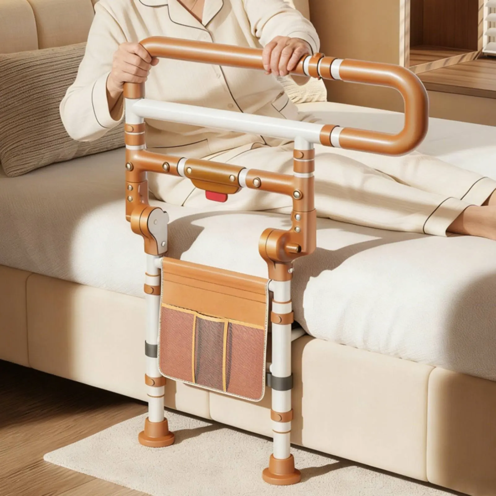 Barra de Seguridad Plegable para Cama con Luz, Barra de Asistencia Ajustable para Cama, Fácil de Instalar, Ayuda para la Vida Diaria, Soporte Estable para Personas Mayores