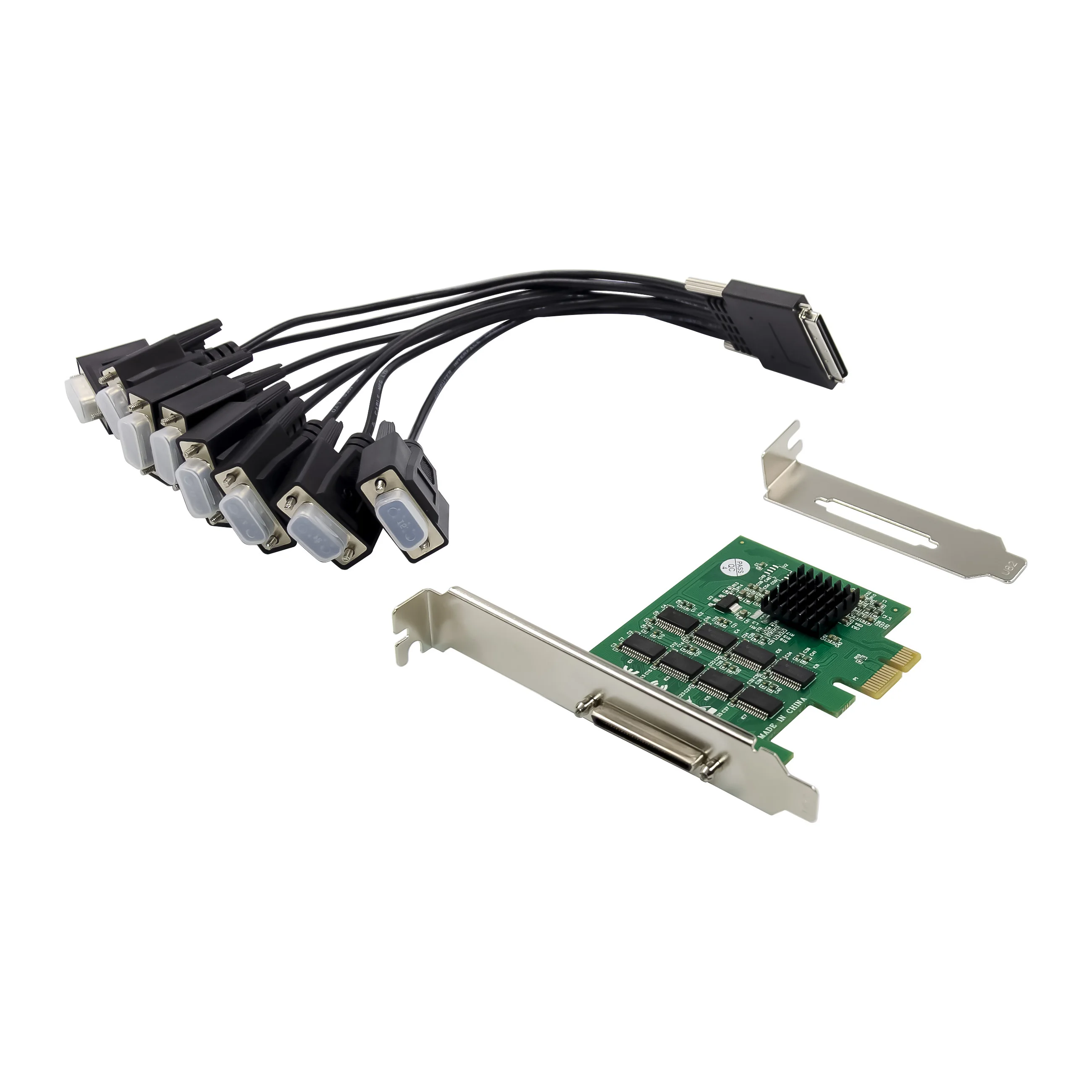 

PCI-E to 8 Port RS232 Serial Adapter Multiport Serial DB9 Controller Expansion Card XR 17V358 Chip 8s 8 ports RS-232 com to pcie