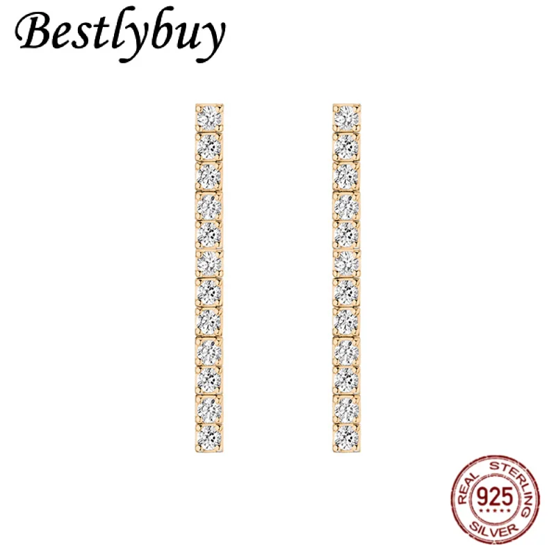 

НОВЫЕ длинные висячие серьги из чистого серебра S925 с квадратным цирконом для женщин, модные минималистичные темпераментные серьги высокого класса