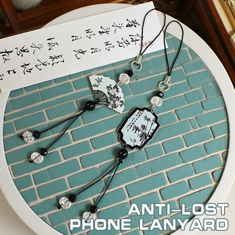 Chinese Style Butterfly Pendant Anti-lost Cell Phone Lanyard DIY Handmade Vintage Tassel Key Chain Bag Hanging Jewelry Ornaments