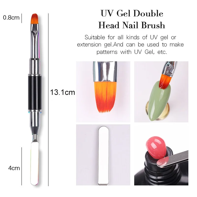 Gel Brush & Picker, 2 IN 1 Design Nail Brush and Spatula,Gel Nail Brush Tool for Acrylic Nails Extension Gel
