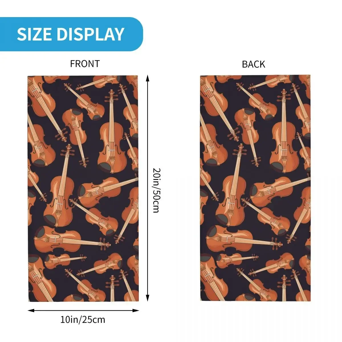 Violin Musical Instrument Pattern Purple Bandana Neck Gaiter Printed Mask Scarf FaceMask Hiking Fishing For Men Women Adult image 6