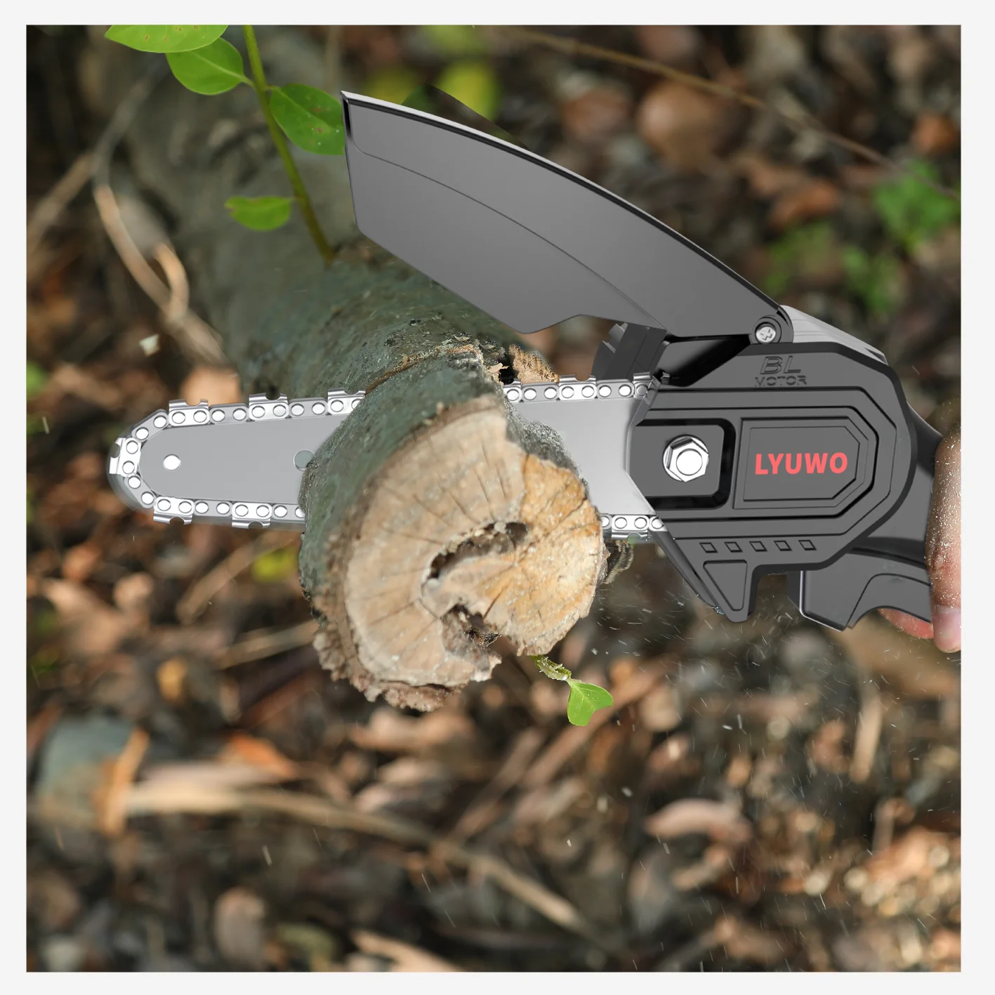 LYUWO 20V 6 Inch Electric Chain Saw Handheld Portable Chainsaw Tree Wood Cutter Pruning Garden Power Tool Compatible MT Battery