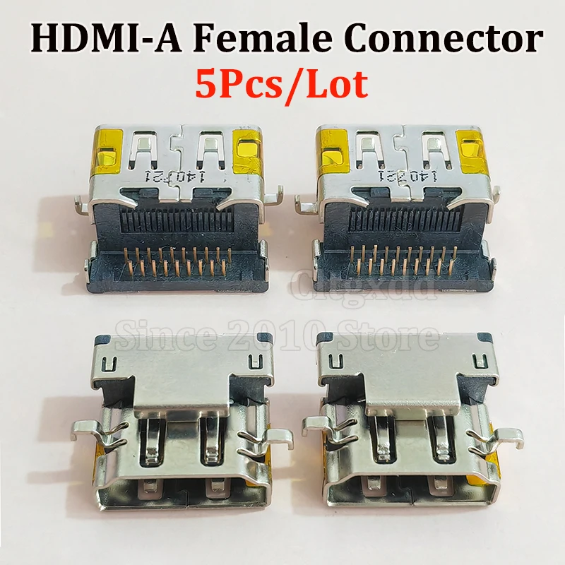 5pcs/Lot 19Pin HDMI-A Female Connector Gold Plated Sinking Board HD Socket Compatible With A55 Series Laptop PCB Repair Adapter