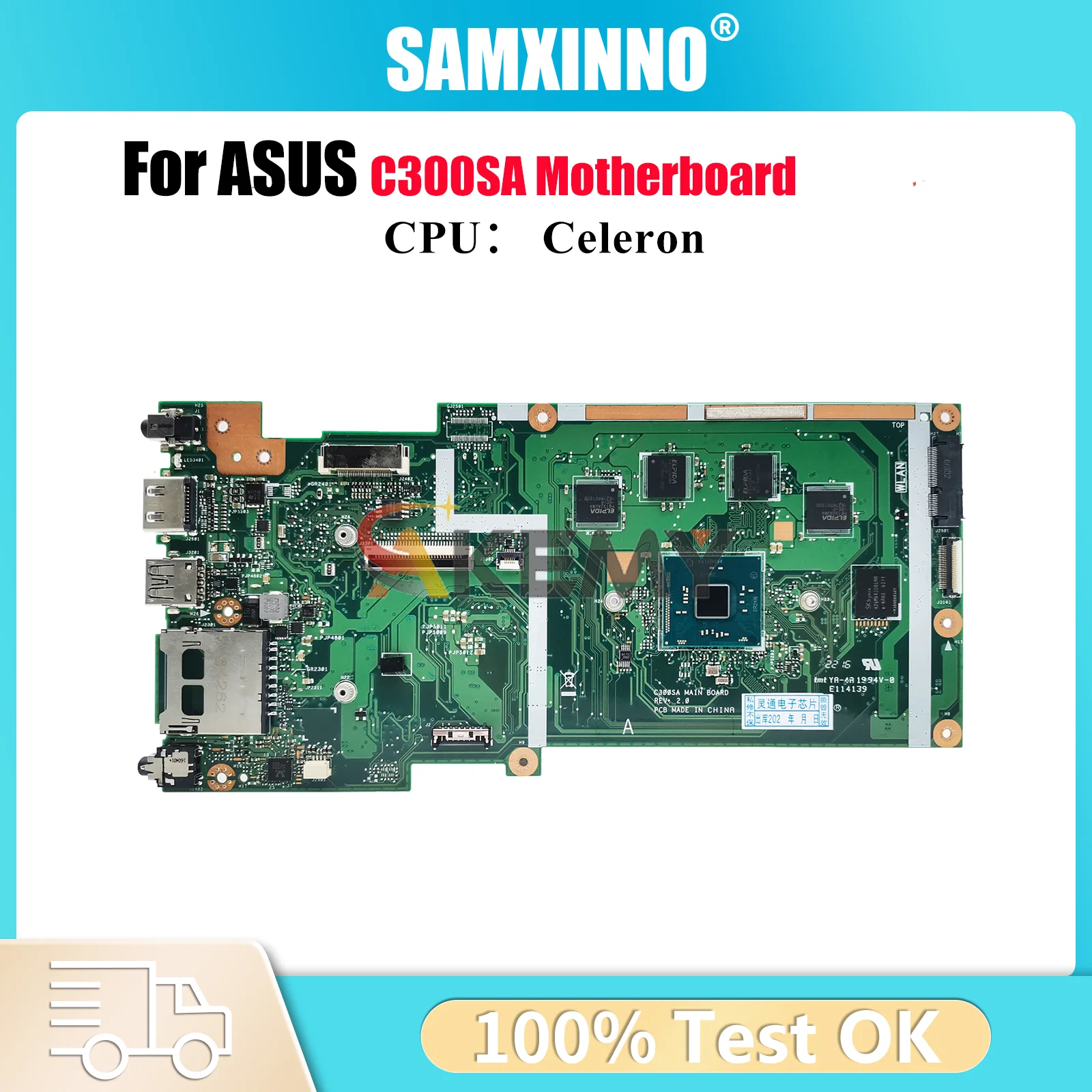 

Материнская плата C300SA для ноутбука ASUS Chromebook C300SA C300S, материнская плата для ноутбука с процессором Celeron, 100% тестирование, ОК, быстрая доставка, stk