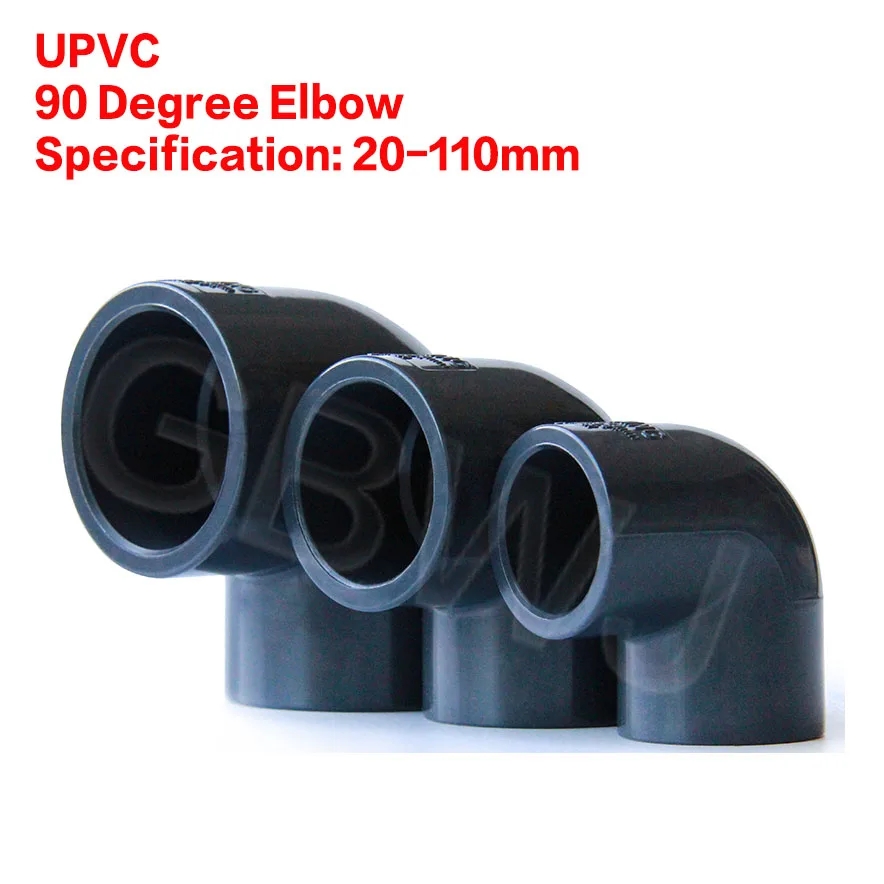 

ID 20/25/32/40/50/63/75/90/110mm UPVC Pipe 90 Degree Elbow Connector Dark Grey PVC Pipe Fitting Garden Water Fish Tank Connector