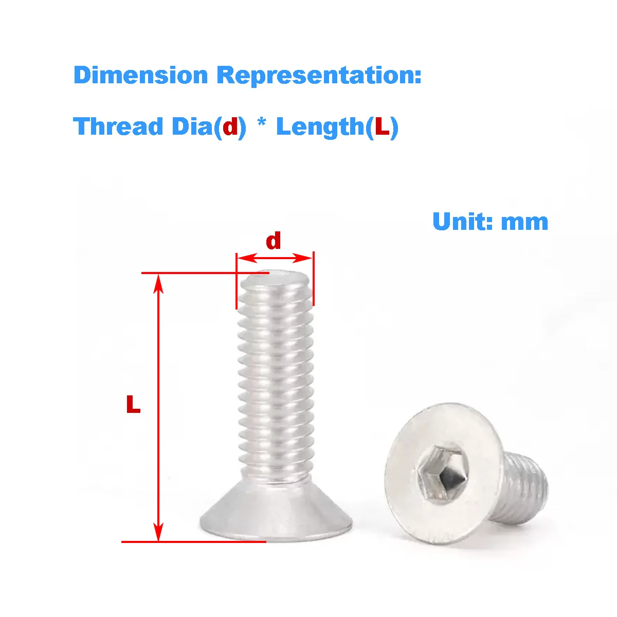 Aluminum Alloy Flat/Countersunk Head Hexagonal Socket Screw M2M2.5~M6M8