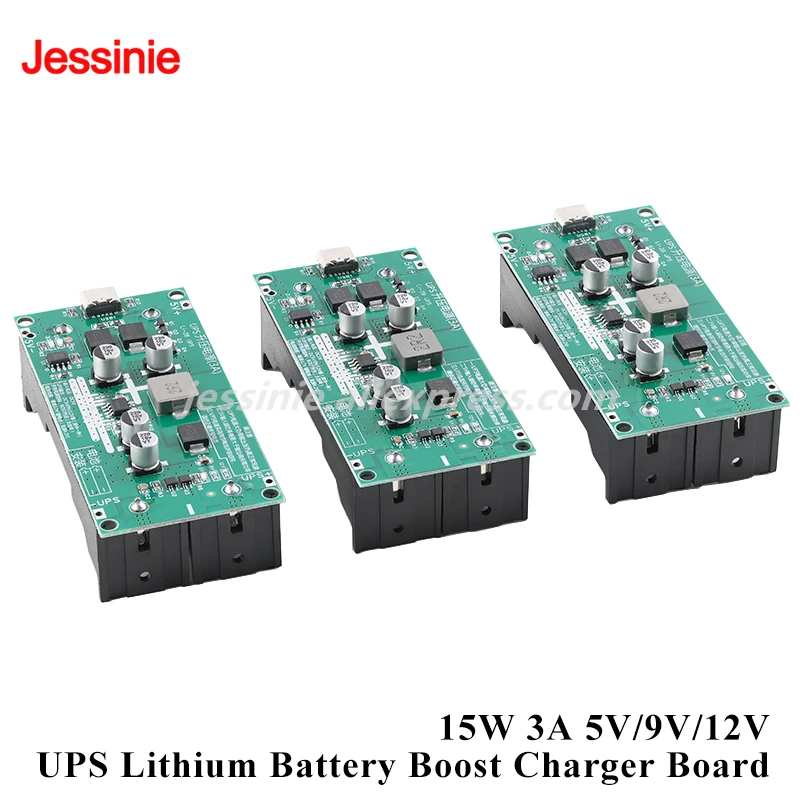 15W 3A High-power 18650 Lithium Battery Boost Step Up Charging Board 5V 9V 12V UPS Uninterruptible Power Supply Module