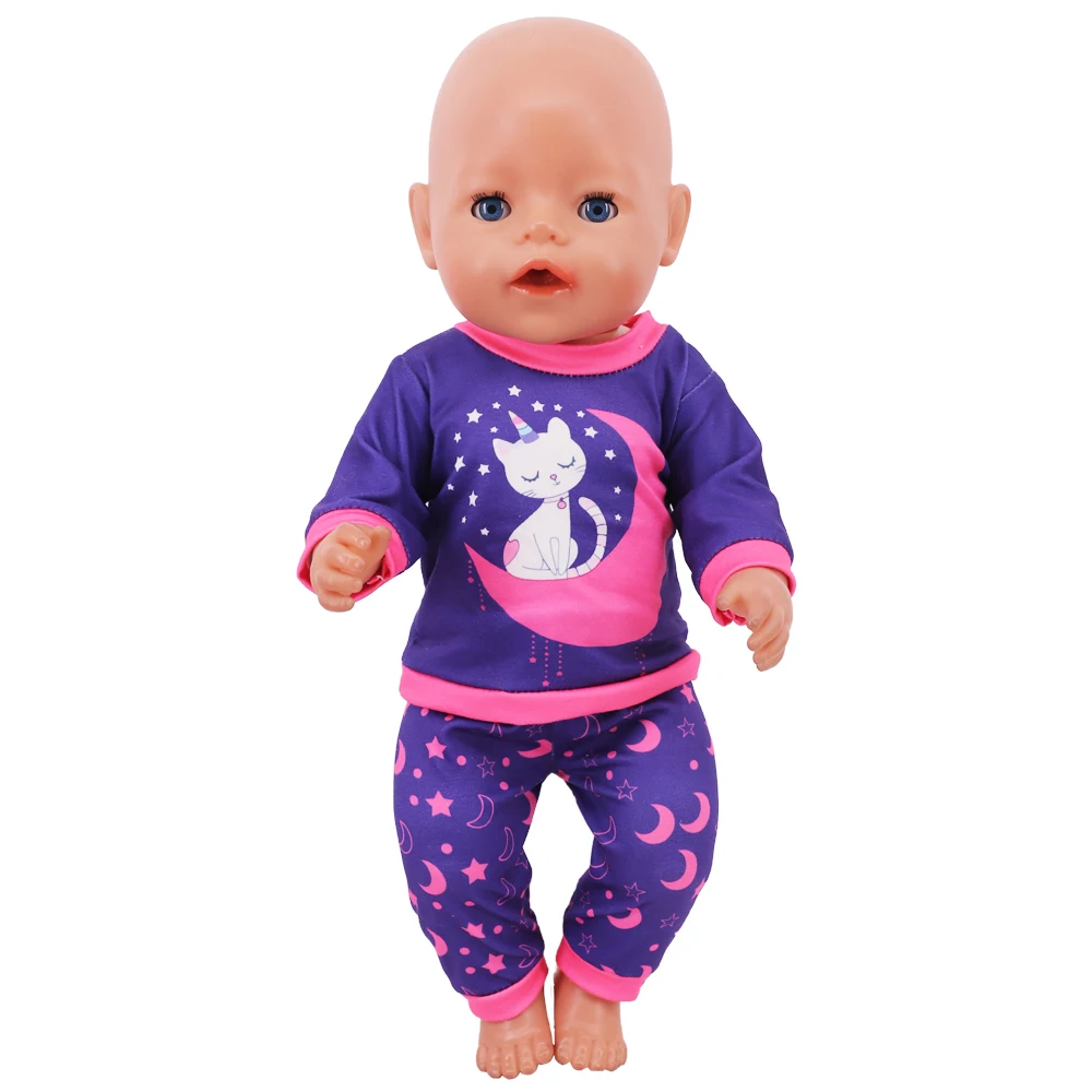 Vestiti per bambole multi stile a maniche lunghe + pantaloni Set pigiama quotidiano per bambola nata da 43 cm e vestiti per bambole americane da 18 pollici, regalo giocattolo per ragazza