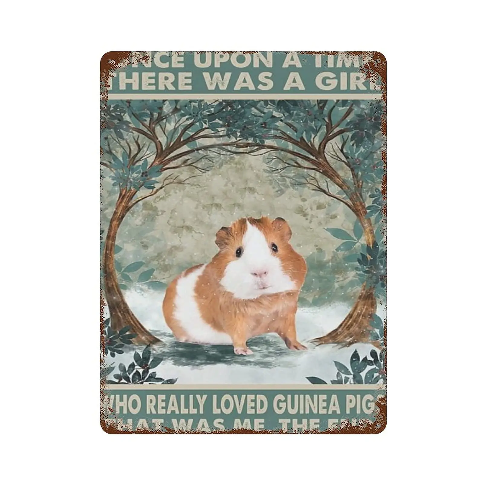 Dreacoss Metal tin Sign，Retro Style， Novelty Poster，Iron Painting，Guinea Pig - There was A Girl Vertical Tin Sign, Cute Guinea P