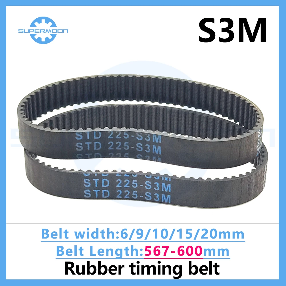 S3M Timing Synchronous Belt length 567 570 573 576 579 582 585 588 591 594 597 600mm Width 6-20mm Rubber Transmission Drive Belt