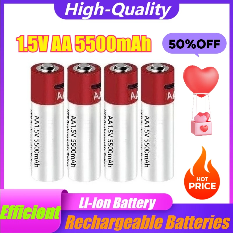 

Brand New AA USB Rechargeable Lithium-ion Battery 1.5V AA 5500mAh