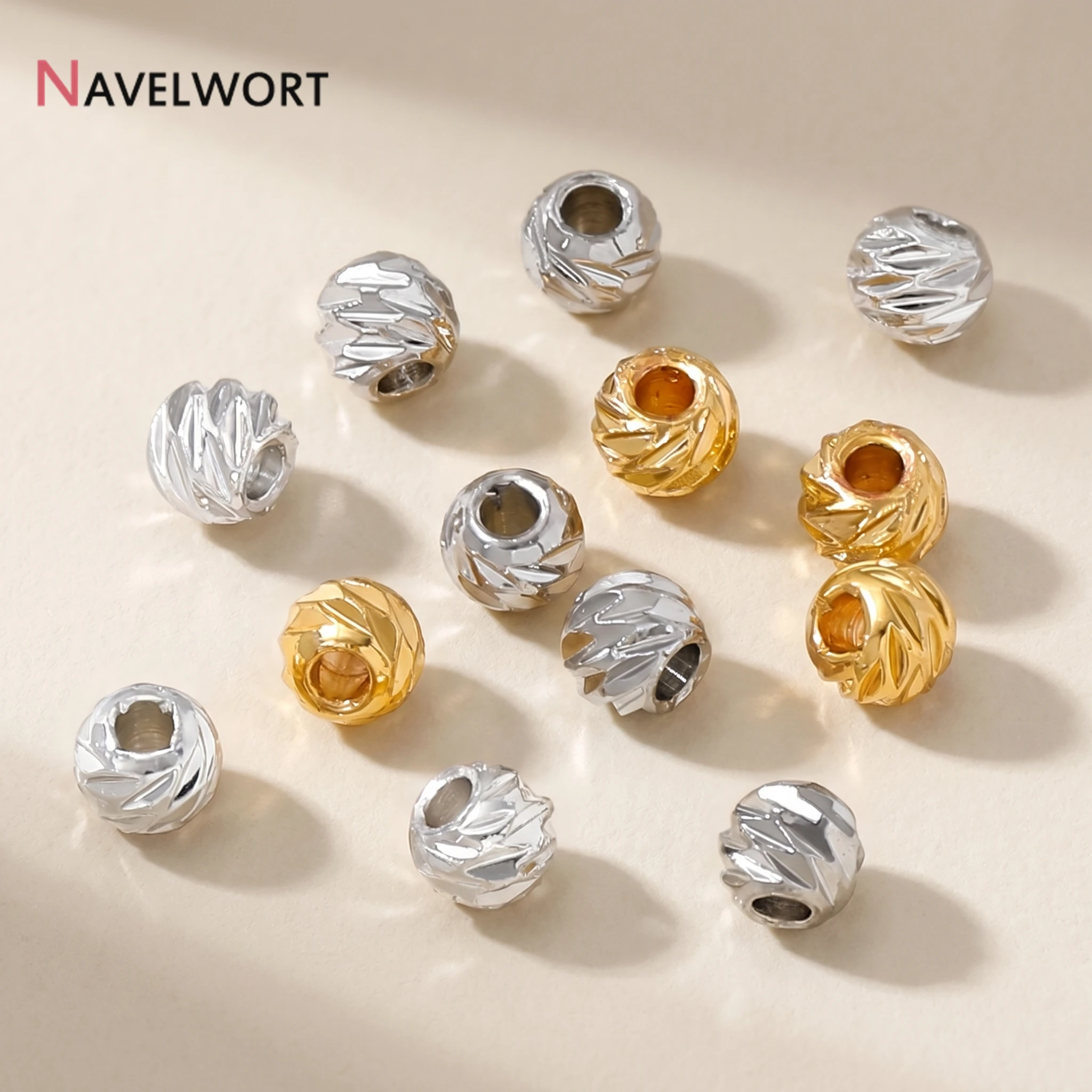 Cuentas de flores con corte a rayas chapadas en oro de 14K/18K, cuentas espaciadoras facetadas para la fabricación de pulseras y collares.