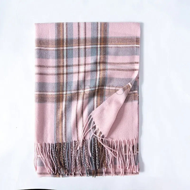 Imitation Cashmere Scarf Women\'s Wholesale New Winter Tassel Plaid Shawl Scarf Women\'s Mid-length Thickened Warm Scarf