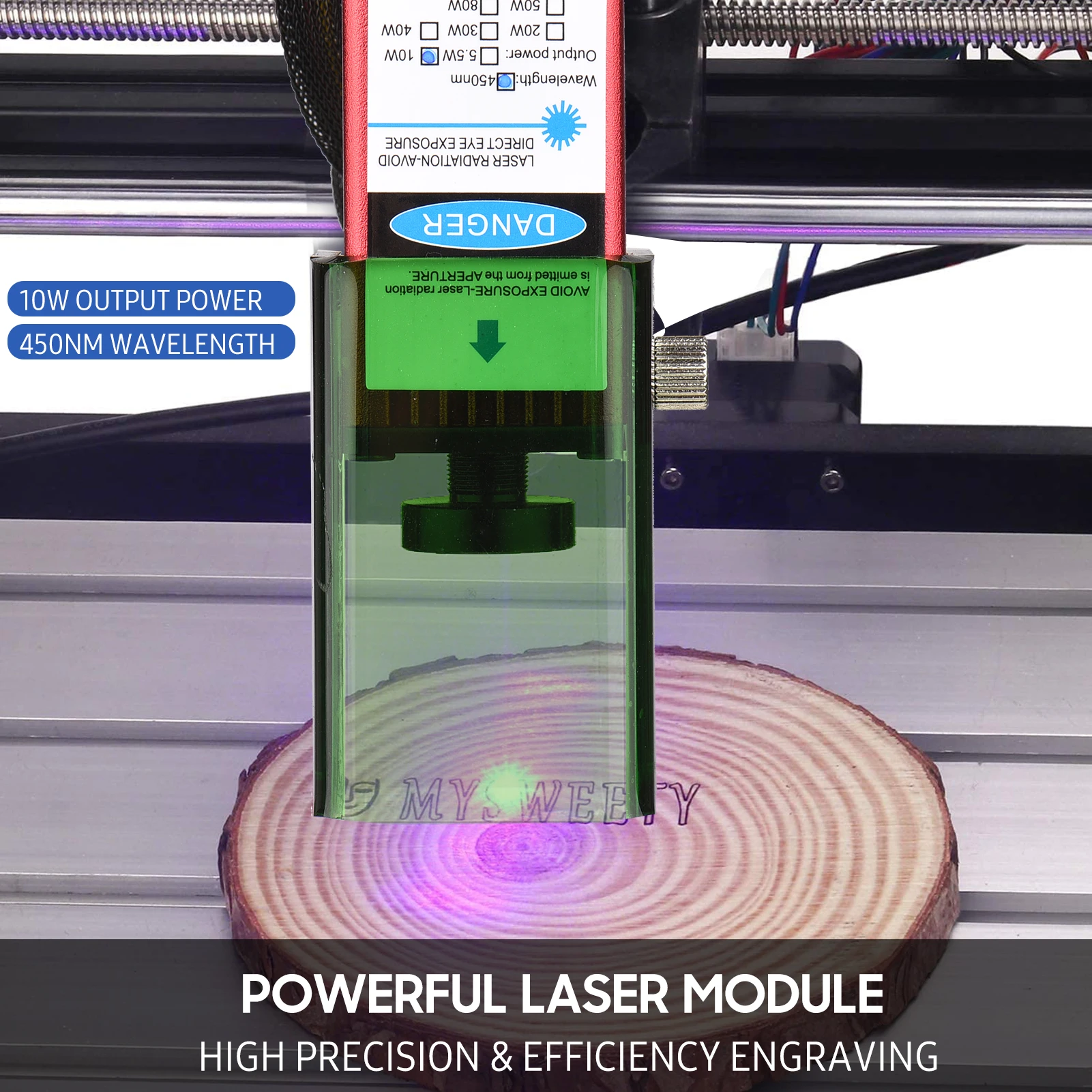 450nm Laser Module with Protective Cover Adjustable Focal Length Laser Engraving Head for Laser Engraver Cutter CNC Router