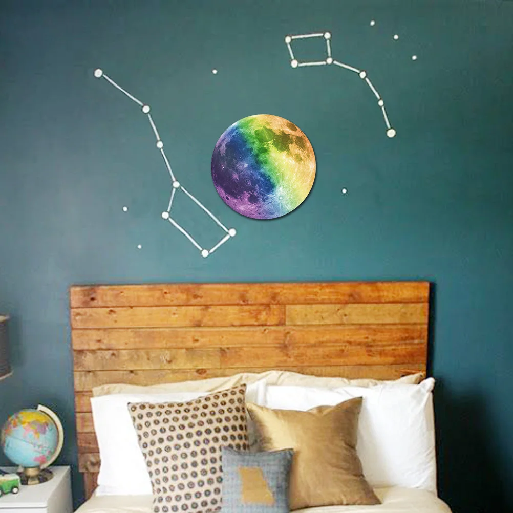 

1 pcs 30Cm Glow In The Dark Full Moon Wall Sticker Luminous 3D Pvc Embossed Creative Decoration Wall Art Stickers For s