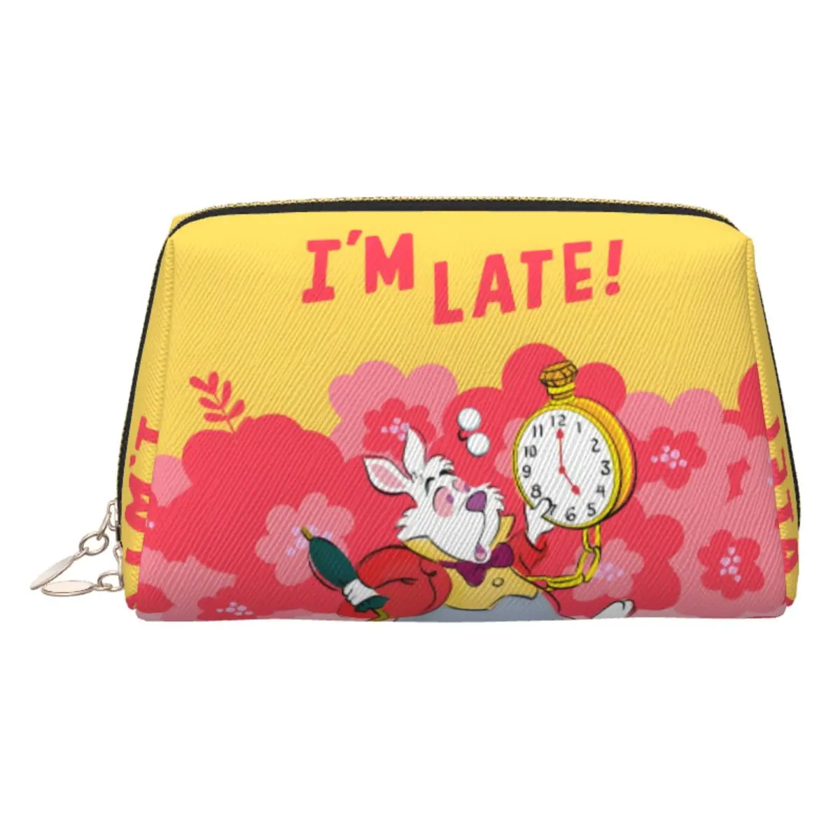 

Custom Fashion Alice In Wonderland I Am Late Travel Toiletry Bag Women Film Cosmetic Makeup Bag Beauty Storage Dopp Kit