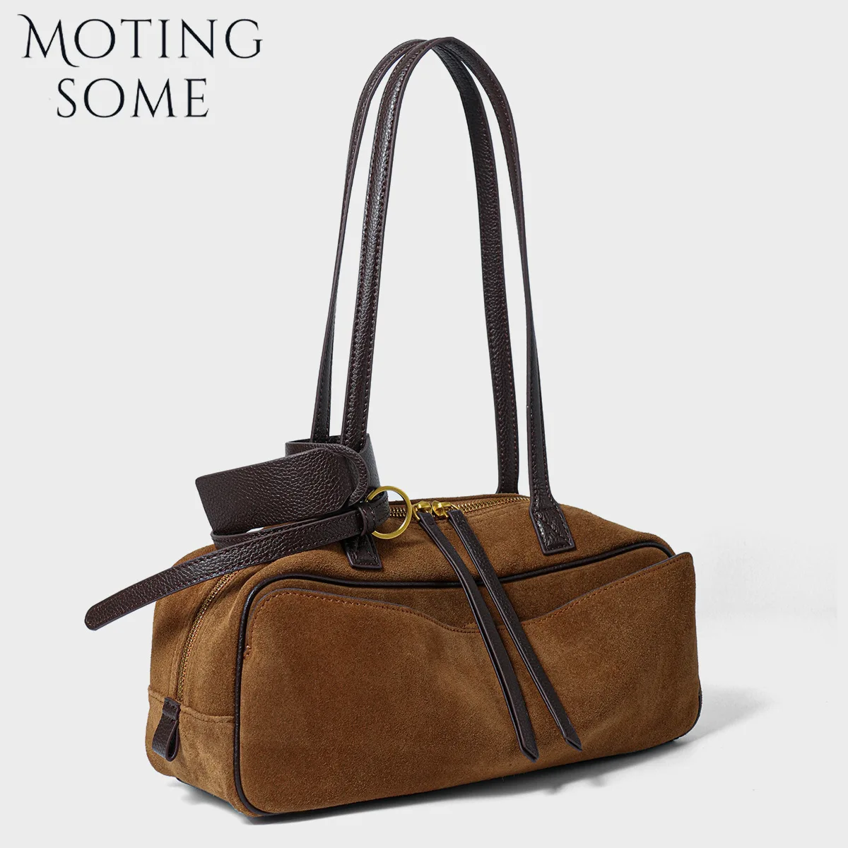 Motingsome sac en daim femmes sacoche Niche givré peau de vache sac à main Bowling sac 2025 nouveau banlieue mode Boston épaule fourre-tout