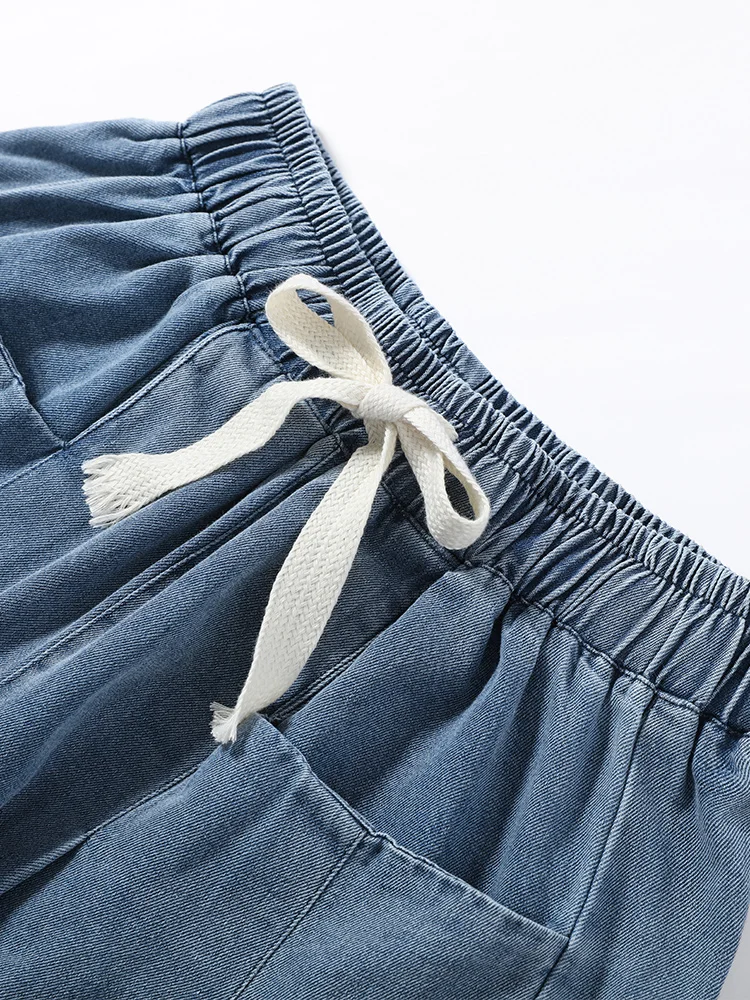 Denim Blue O-neck Short Sleeve Pullover Top Women Suits Long Pants Loose Solid High Street Lady Casual Female Sets 2026 Summer