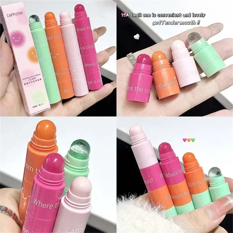 ลิปสติก ลิปกลอส 4 in 1 ลิปบาล์มเปลี่ยนสี บำรุงริมฝีปาก ชุ่มชื้น สีชมพูใส ส้ม ให้ความชุ่มชื้น ปรับสีตามอุณหภูมิ ปากกาดูแลริมฝีปาก