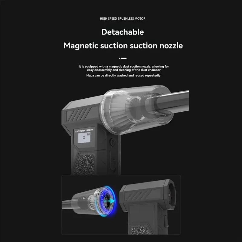 BABZ Brushless Fan 138000RPM Violent Fan Powerful, Cordless Electric Air Duster with LED Display for Home Outdoor Use
