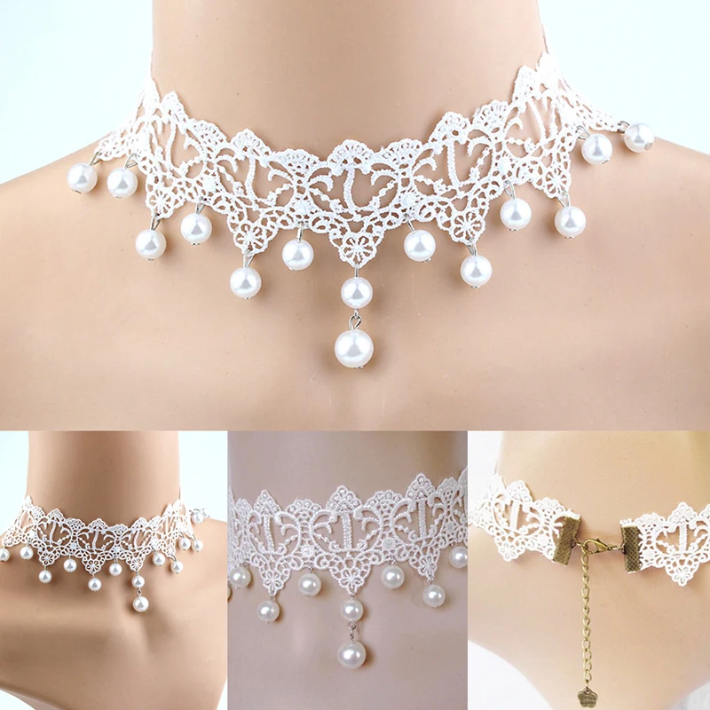 Trendy Sexy Lace Pearl Necklace Creative Romantic Women Jewelry Accessories