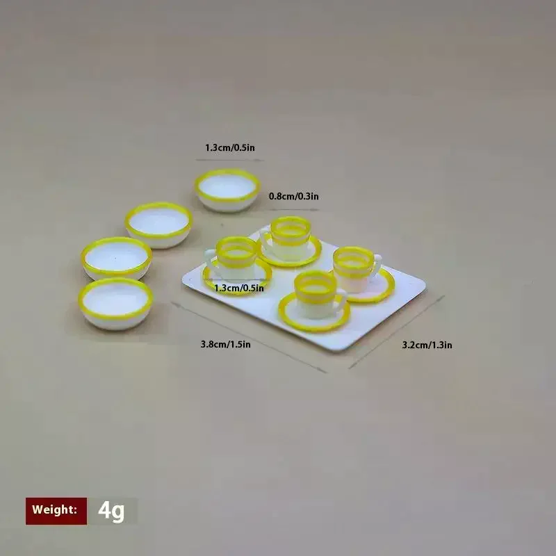 Jouets de cuisine pour maison de poupée, plateaux, assiettes, tasses, Mini plats alimentaires simulés, vaisselle Miniature, accessoires pour maison de poupée, 13 pièces