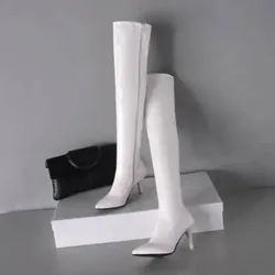 Sexy Stiletto Ultra Extremely High Heels Evening Club Party Thigh Boots Women Slim Leg Stretch Overknees Boots Shoes 43