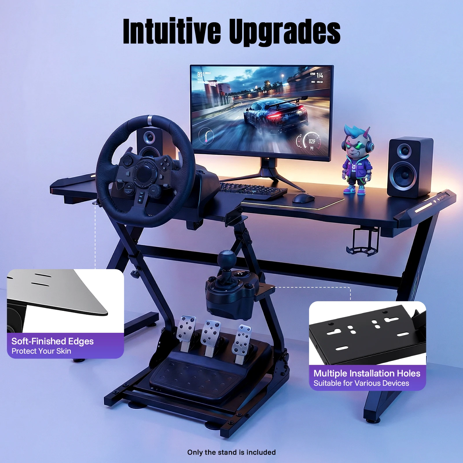 Faltbarer Rennradständer, kompatibel mit Logitech G25 G27 G29 G920 G923 TX F458 T500RS Fanatec Clubsport und Simcube-Pedalen – Detail 6