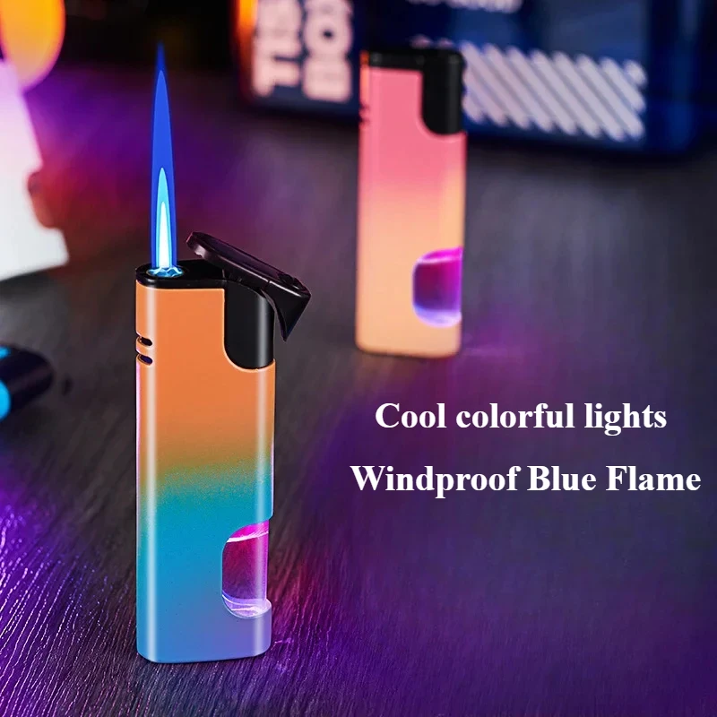 

Cool Colorful Lights Visual Gas Window Inflatable Lighter Straight Windproof Cigarette Lighter Men's Smoking Accessories