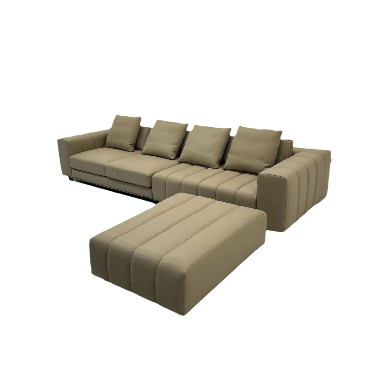 

Minimalist straight row, piano key sofa, living room horizontal hall, large apartment, high-end corner, light luxury leather