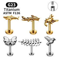 ASTM F136 G23 Titanium Koi Fish Cartilage Tragus Helix Conch Piercing Flatback Stud Earrings 16G CZ Women Body Jewelry