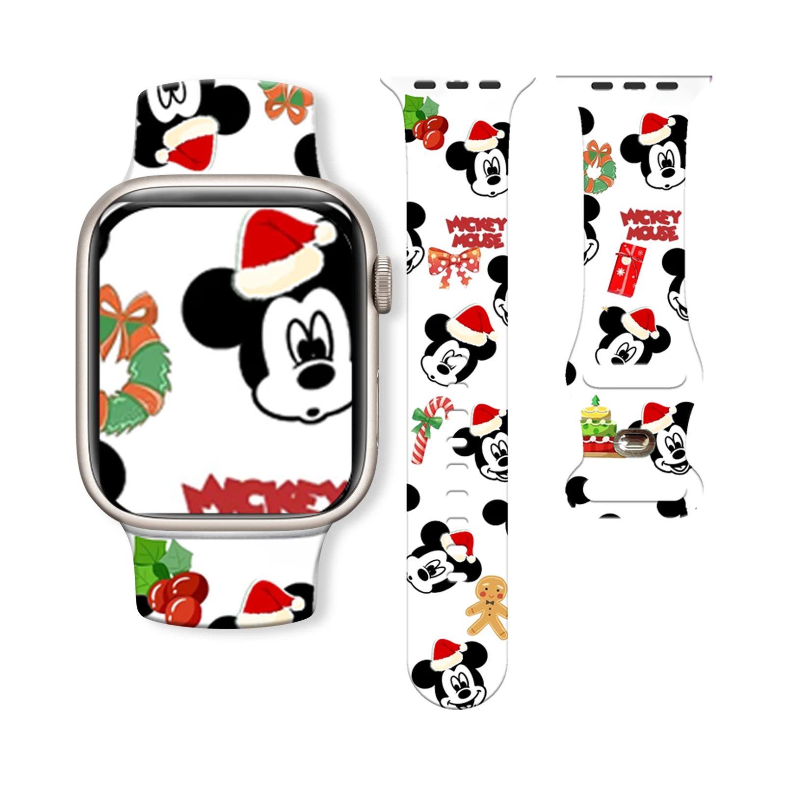 

Happy Christmas Mich Print Strap for Apple Watch 11 10 9 8 SE Silicone Band Replaceable Watchband for iWatch 46mm 44mm 42mm 41mm