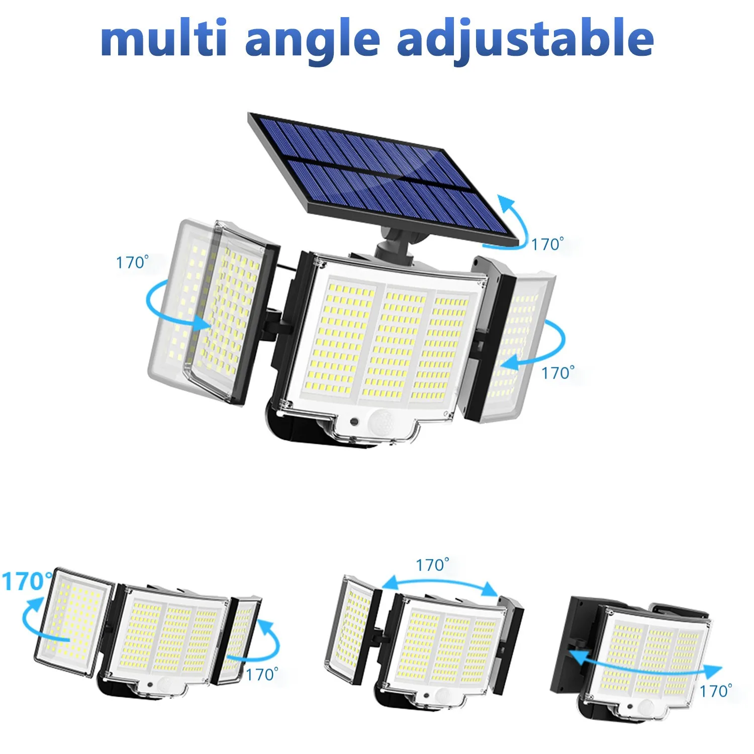 

348 LED Solar Lights Outdoor, 2500 Lumen 3 Heads Solar Motion Lights Outdoor, Waterproof Solar Powered Security Flood Lights