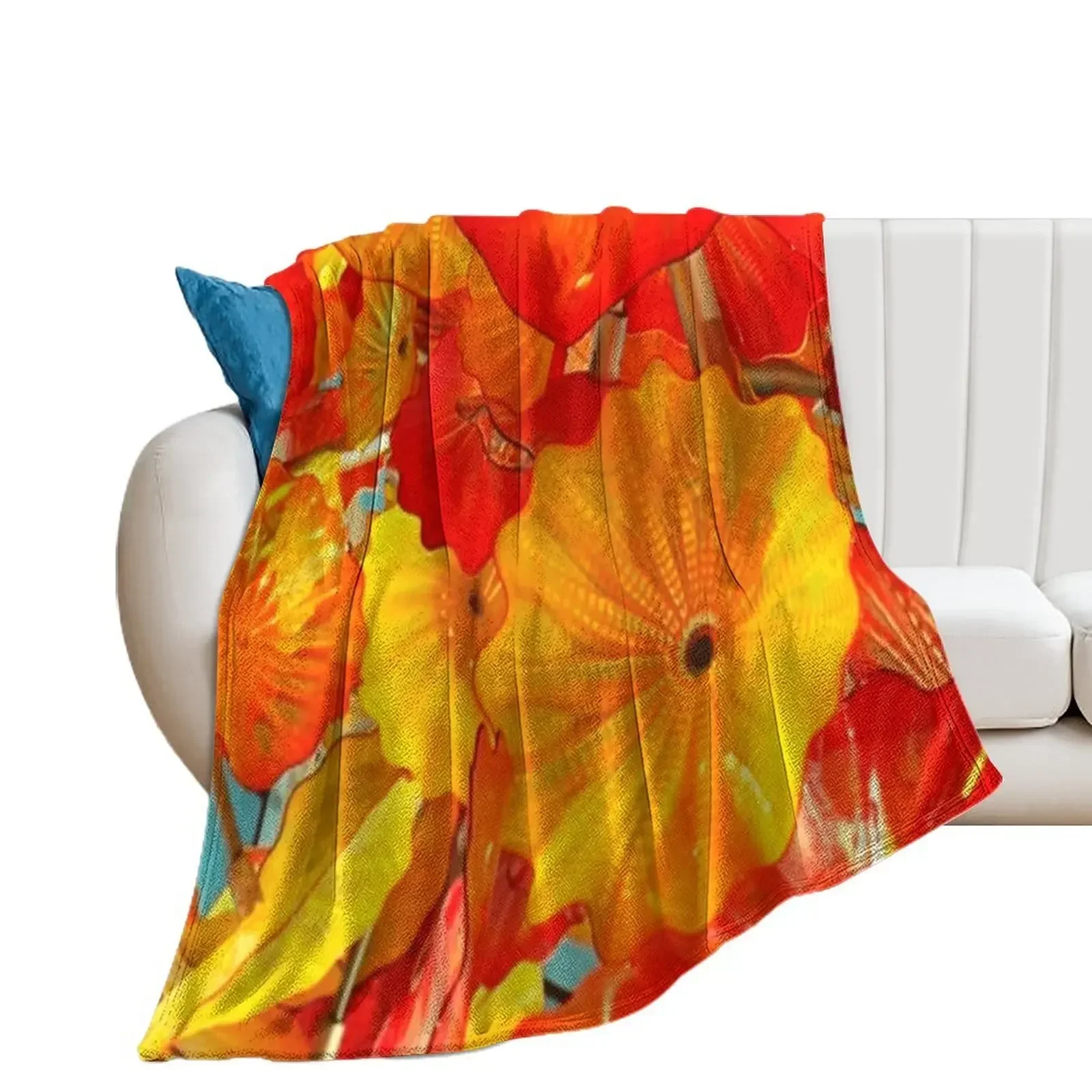 Chihuly Art Red And YellowA-line Dress Throw Blanket Picnic christmas decoration Custom Thin Blankets