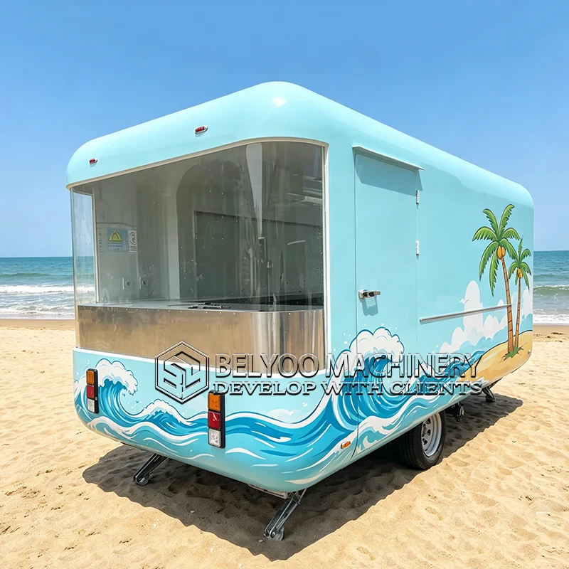 Belyoo Outdoor Food Truck Trailer Mobile Kitchen with Fully Equippment Pizza Coffee Cart Ice Cream Truck With Great Price view 2
