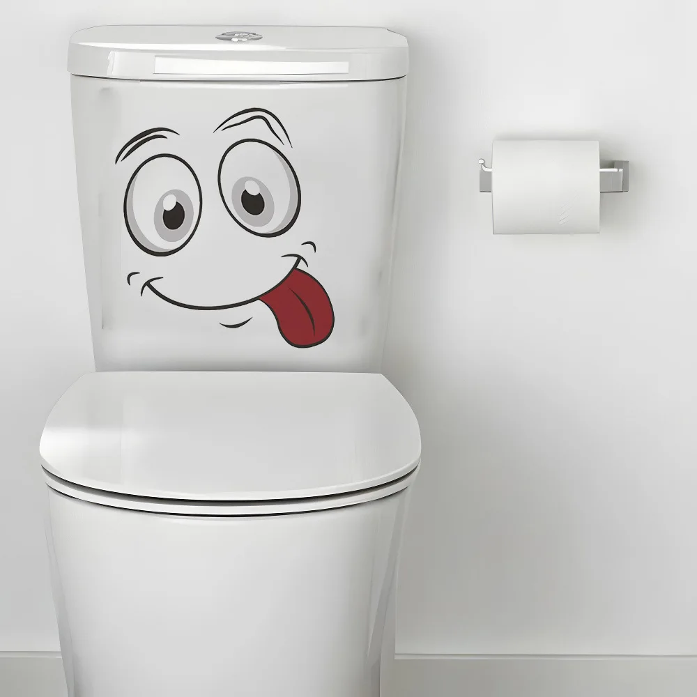 1 Stück Kreative Lustige Badezimmer-Aufkleber Toiletten-Aufkleber Wandaufkleber Badezimmer-Dekoration Niedliche Cartoon-Expressions-Toiletten-Aufkleber Kunst-Dekor – Detail 5