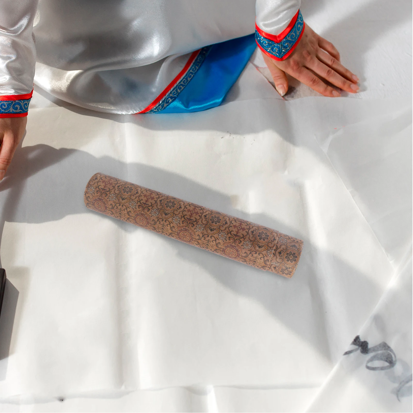 Adjustable Calligraphy Scroll Storage Tube 6Cm Diameter Paper Poster Holder Cylinder Rustic Floral Pattern Painting Carrier