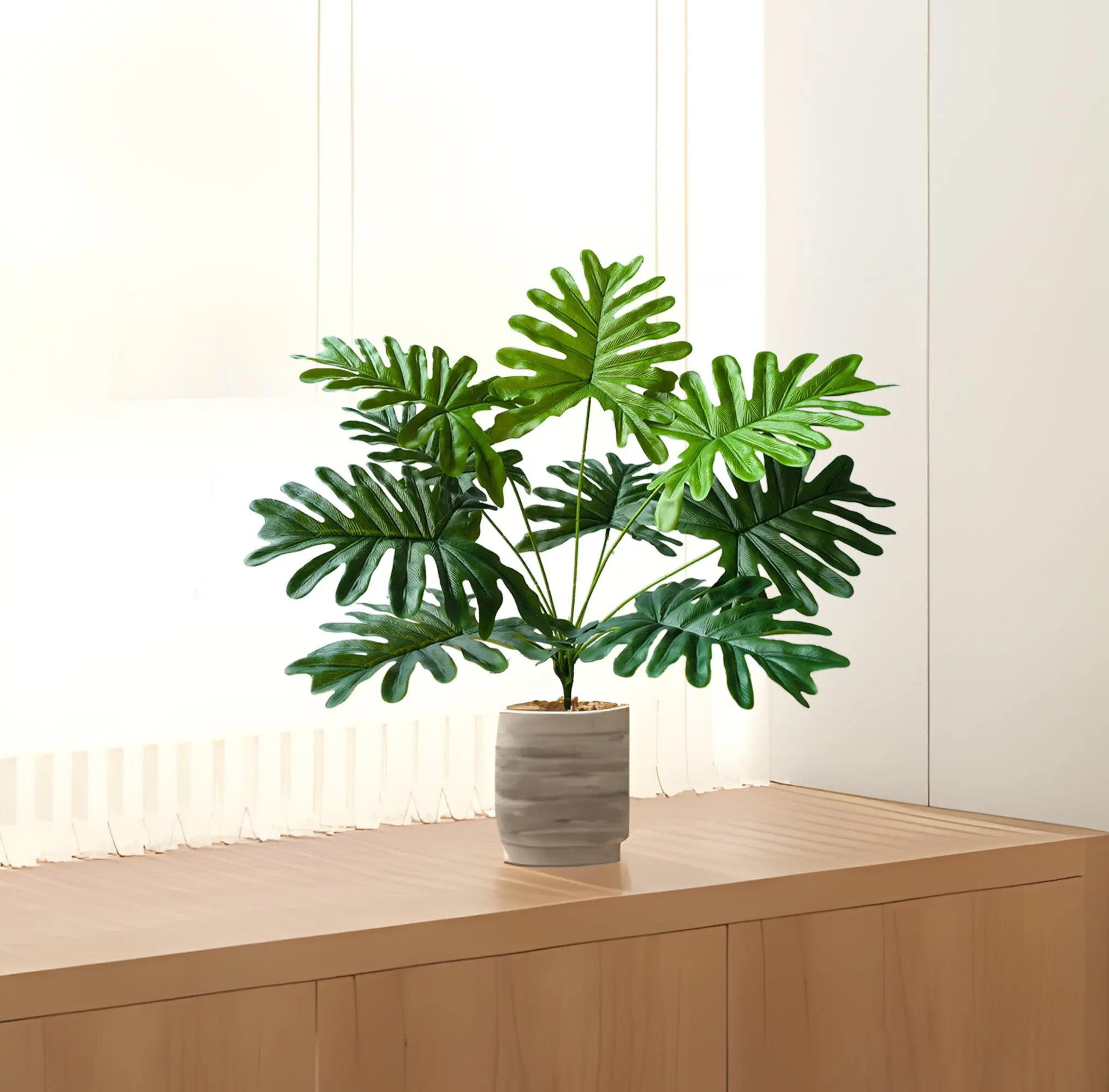 42cm Artificial Green Plant High-End Simulation Plant Potted Artificial Turtle Back Bamboo Home Office Landscape Decoration