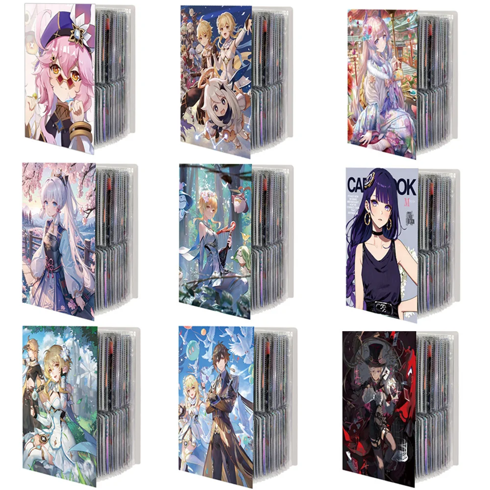 240pcs Genshin Impactc Card Album Book Raiden Shogun Aether Paimon Lumine Map Letter Holder Binder Card Notebook Collection Toys